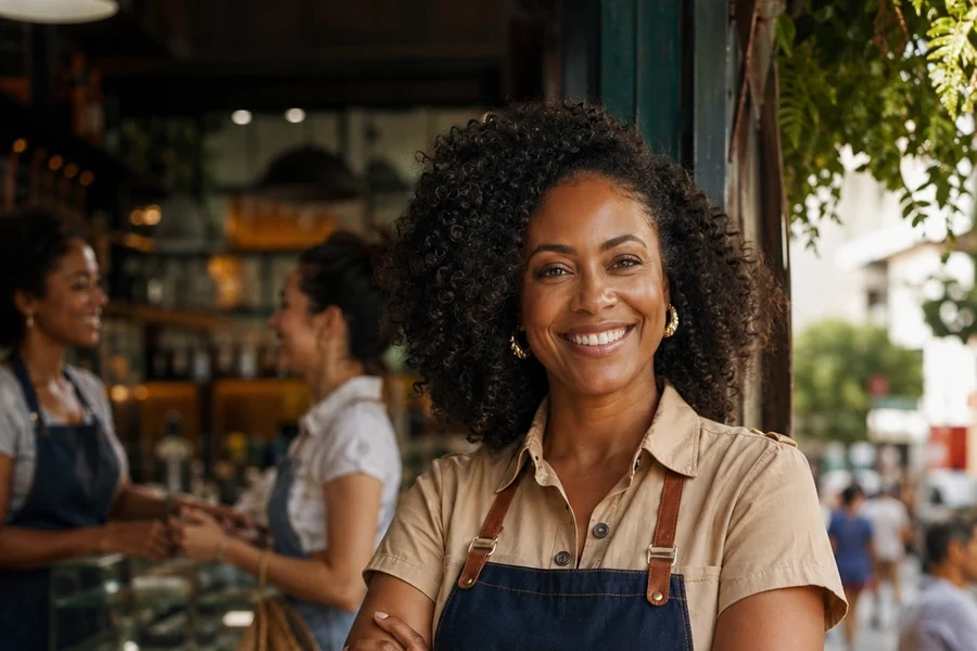 Empreendedora em estabelecimento de alimentação